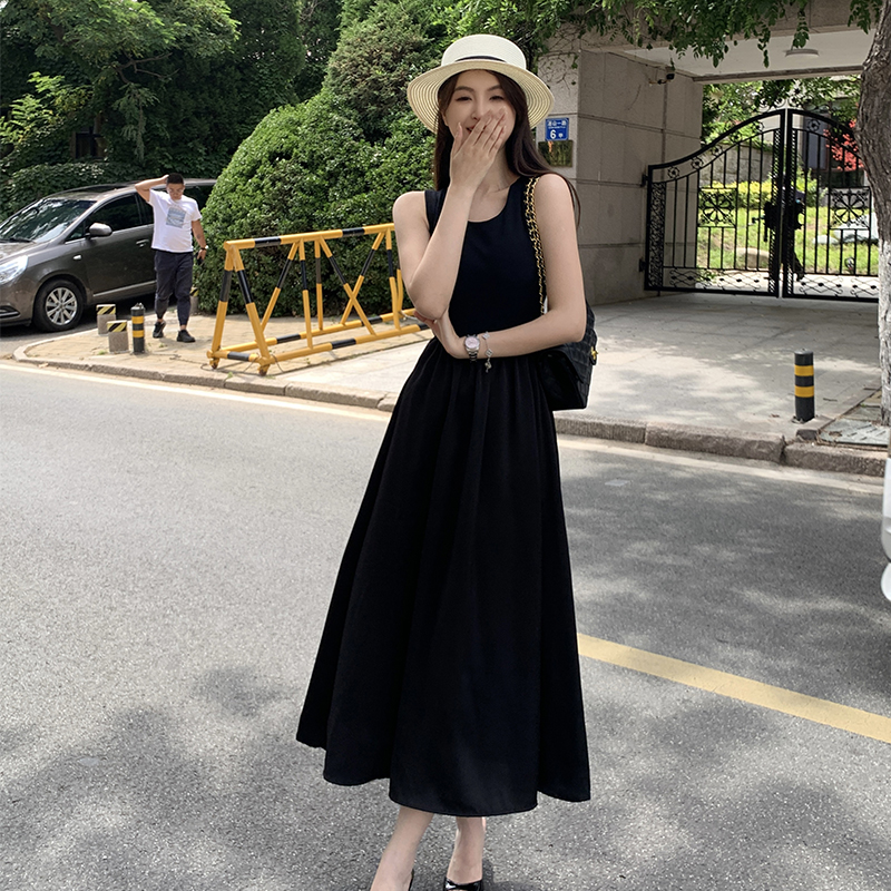 France style Hepburn style long dress bow dress for women