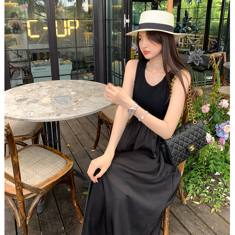 France style Hepburn style long dress bow dress for women