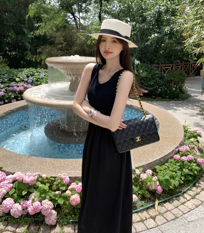 France style Hepburn style long dress bow dress for women