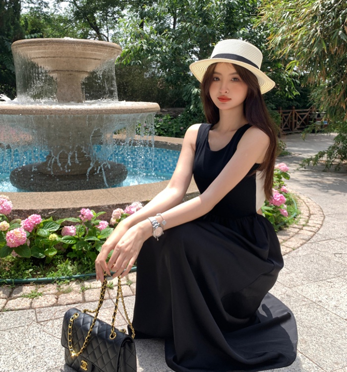 France style Hepburn style long dress bow dress for women