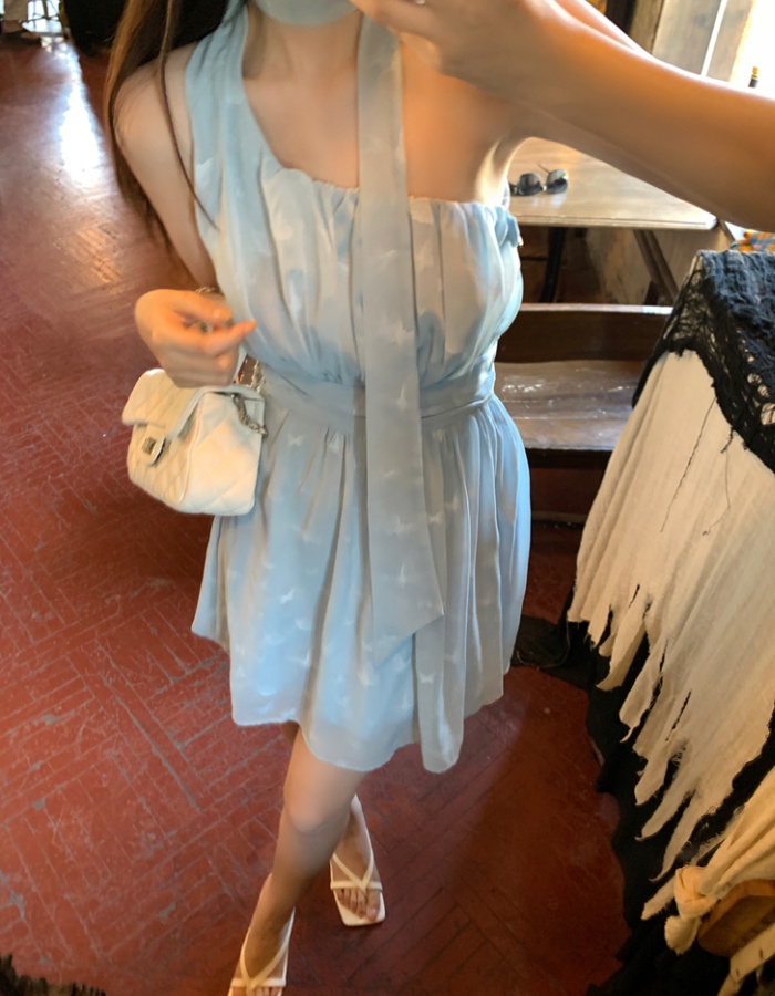 Summer strapless short streamer lady dress for women