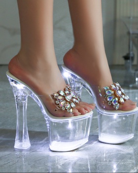 Thick high-heeled shining very high shoes for women