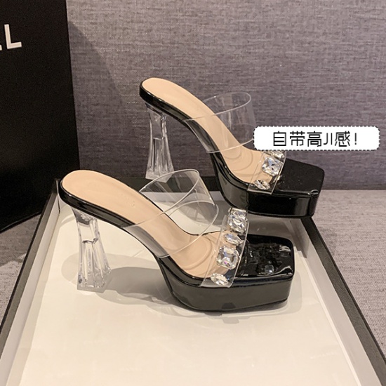 Rhinestone high-heeled crystal transparent slippers