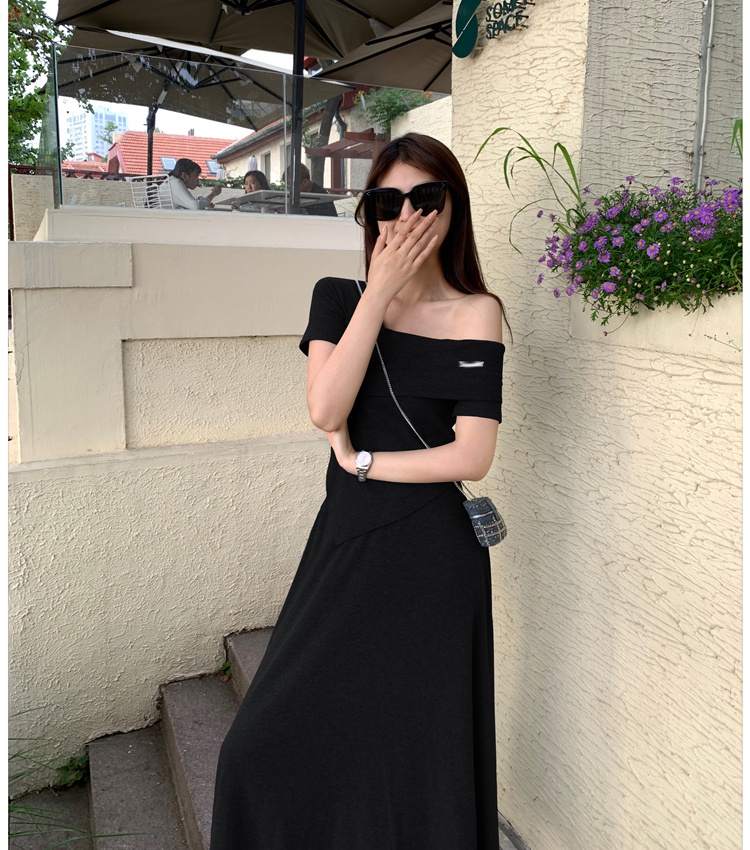 Short sleeve strapless T-shirt irregular long skirt 2pcs set