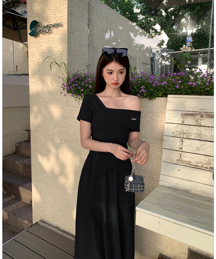 Short sleeve strapless T-shirt irregular long skirt 2pcs set