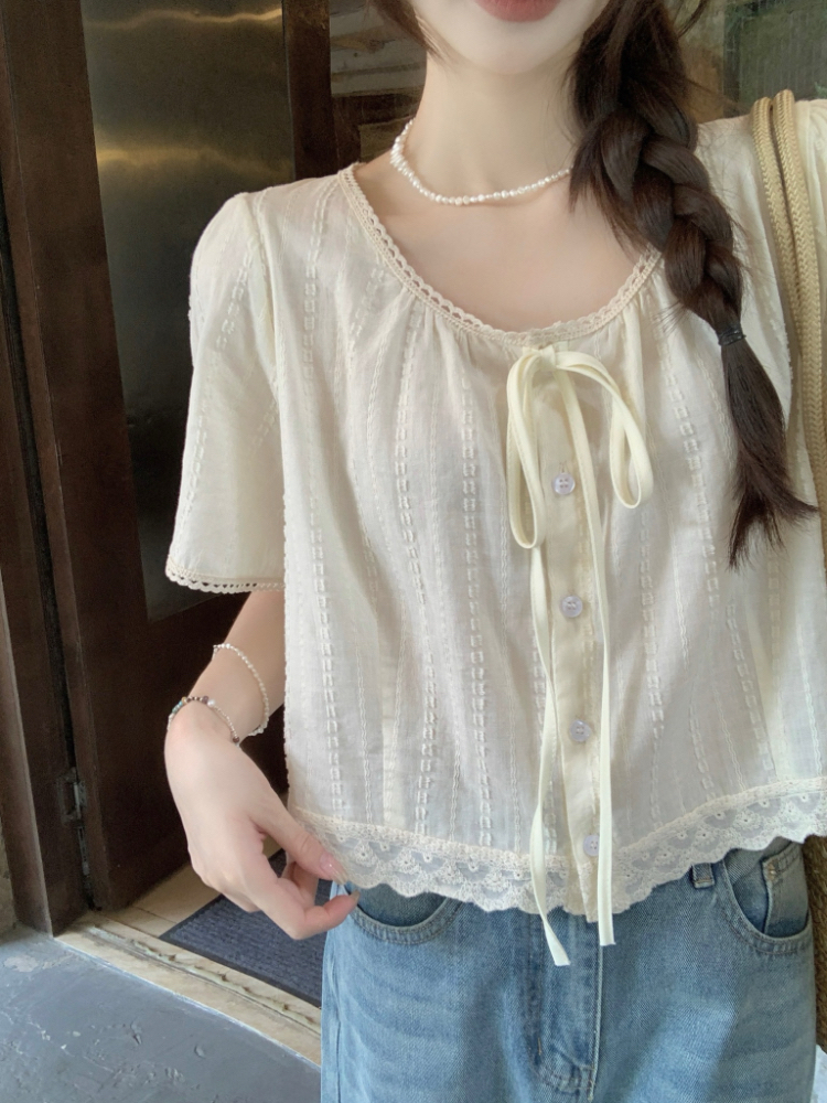 Embroidery loose small shirt frenum tops for women