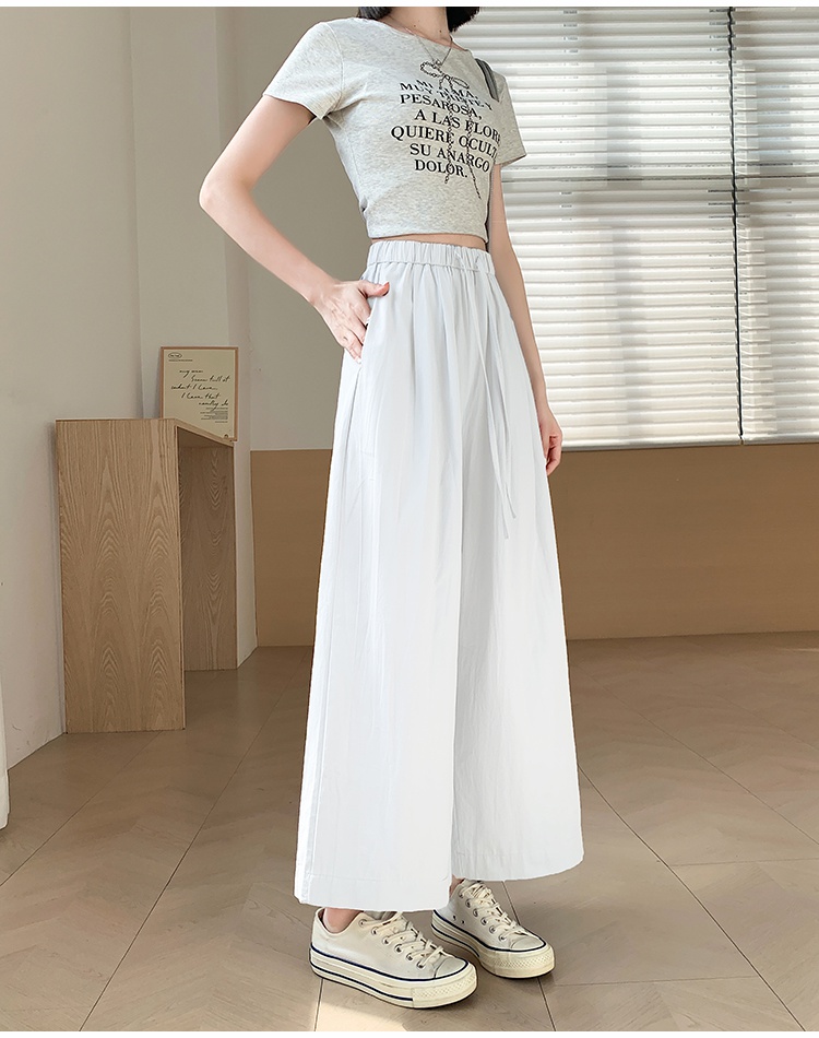 Elastic waist casual pants simple wide leg pants