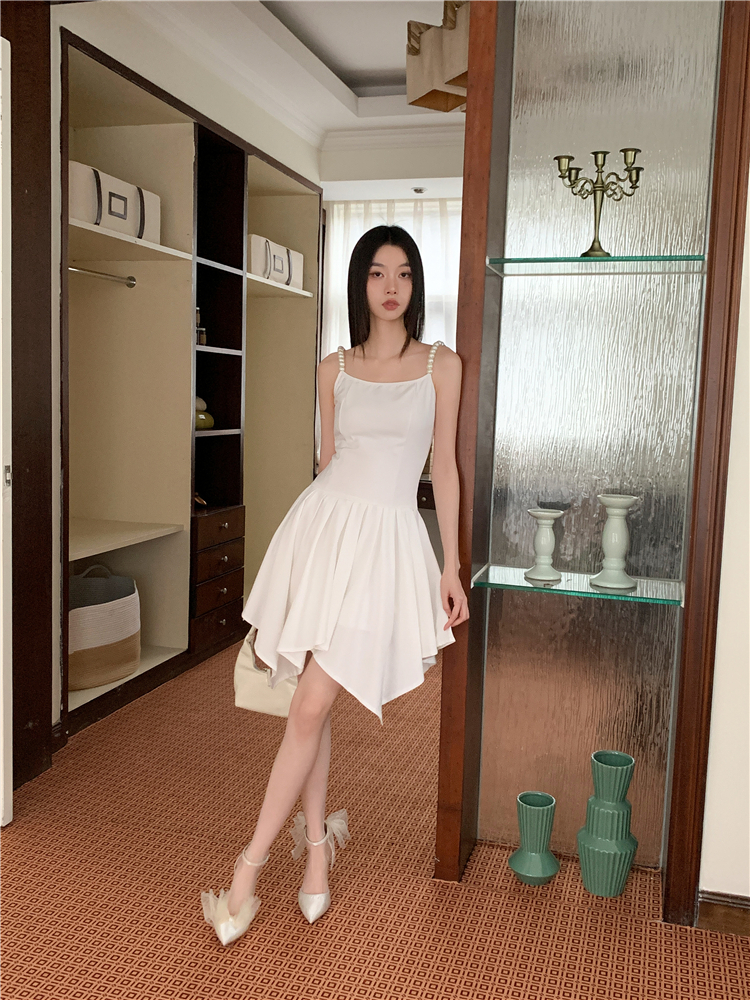 Special white pearl sling dress