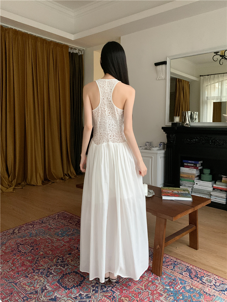 White temperament long dress embroidery dress