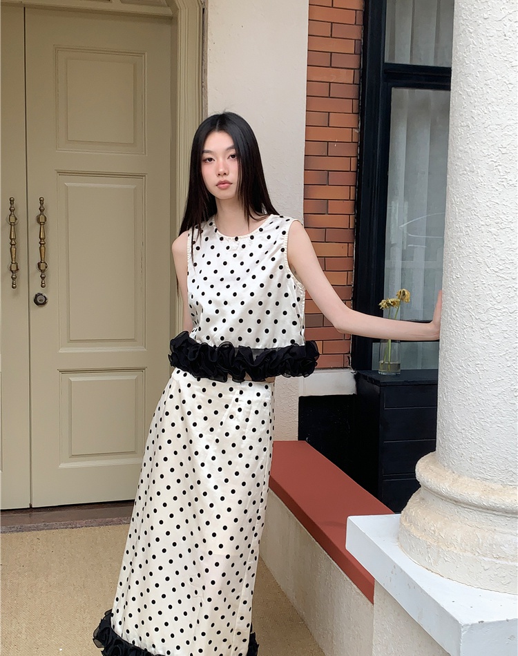 Sweet splice long skirt satin temperament skirt for women