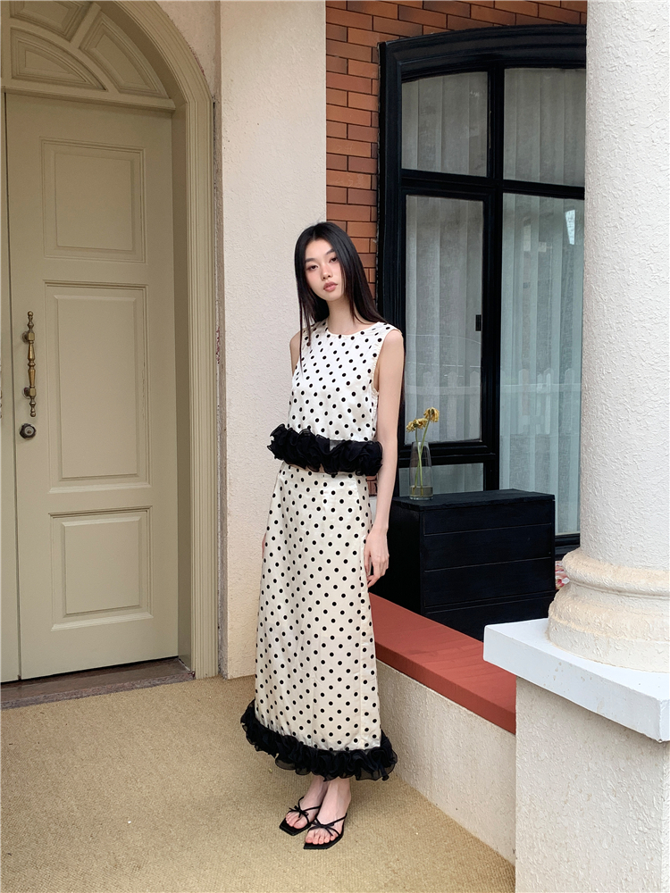 Sweet splice long skirt satin temperament skirt for women