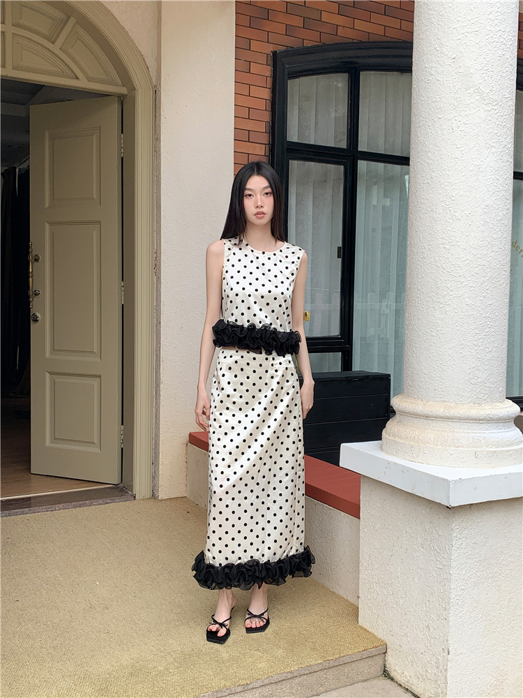 Sweet splice long skirt satin temperament skirt for women