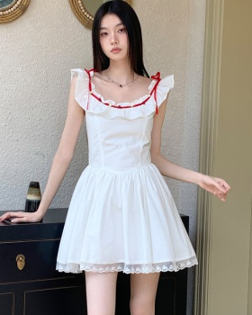 Summer white feifei red sleeve bandage dress