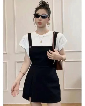 All-match strap dress Casual T-shirt a set