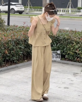 Wide leg casual pants a set