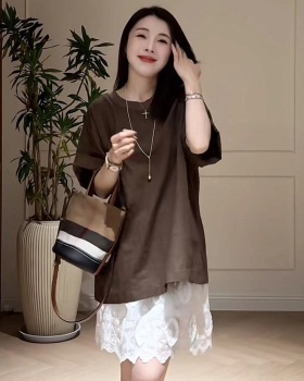 Korean style short skirt loose T-shirt a set