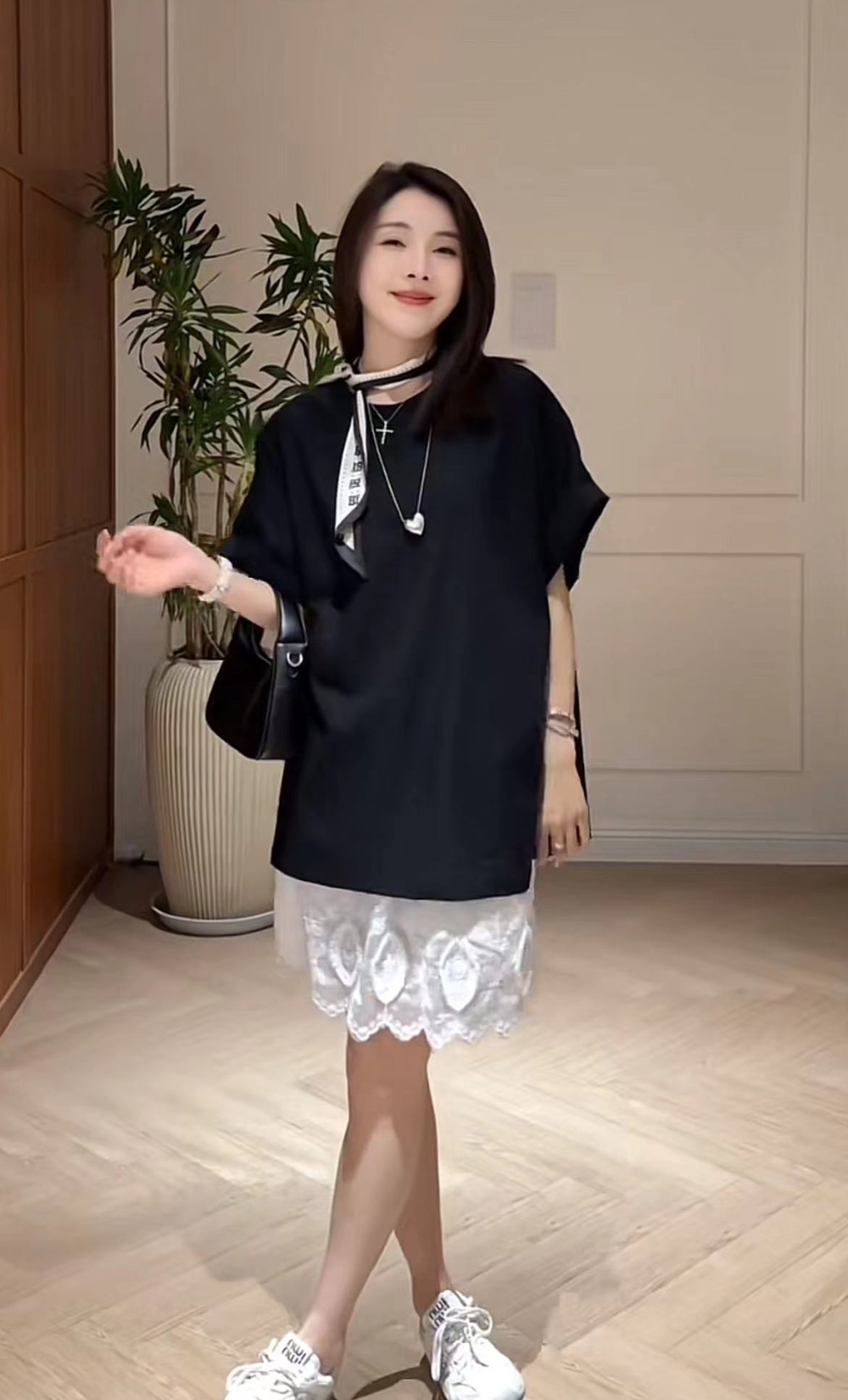 Korean style short skirt loose T-shirt a set