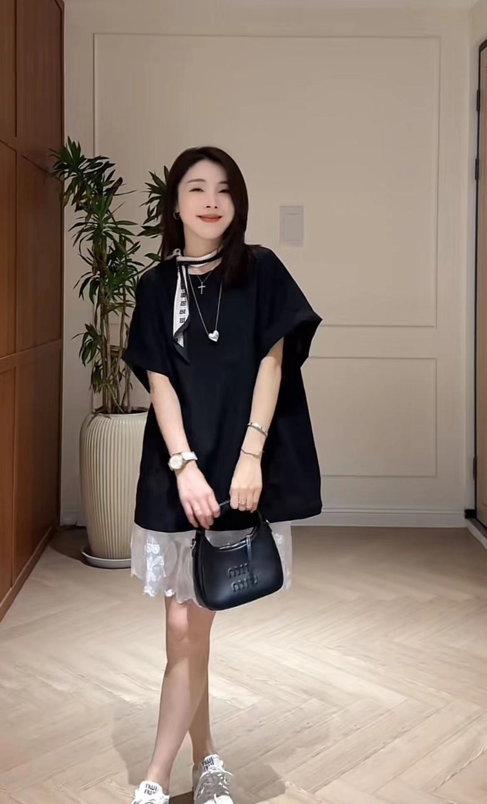 Korean style short skirt loose T-shirt a set