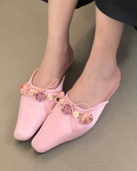 Rose square head slippers summer flowers shoes for women