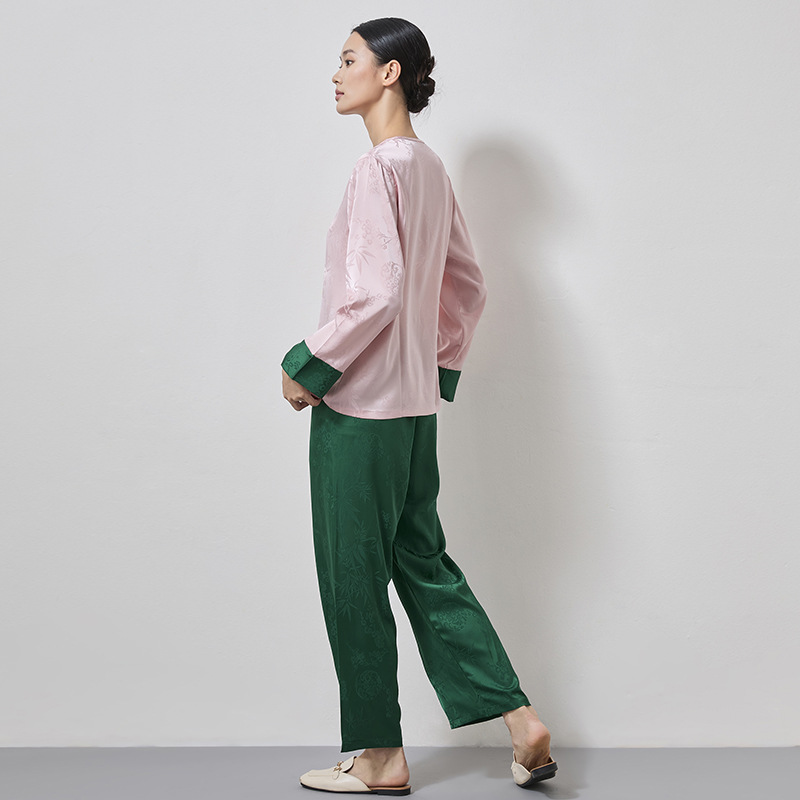 V-neck cardigan long sleeve long pants a set for women