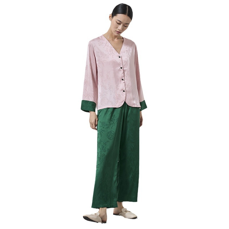 V-neck cardigan long sleeve long pants a set for women