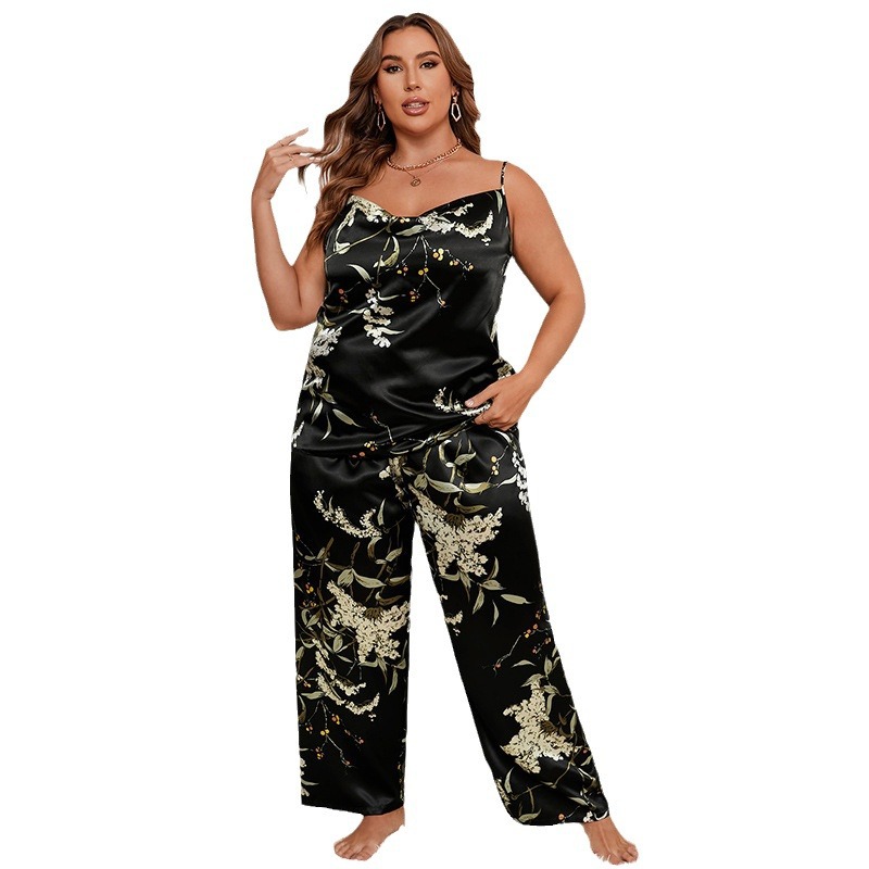 Ice silk sling pajamas sexy European style shorts a set