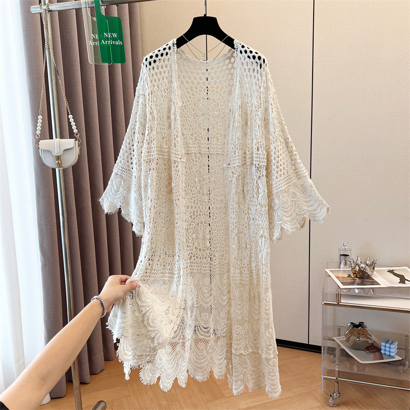 Long loose smock hollow national style sweater for women