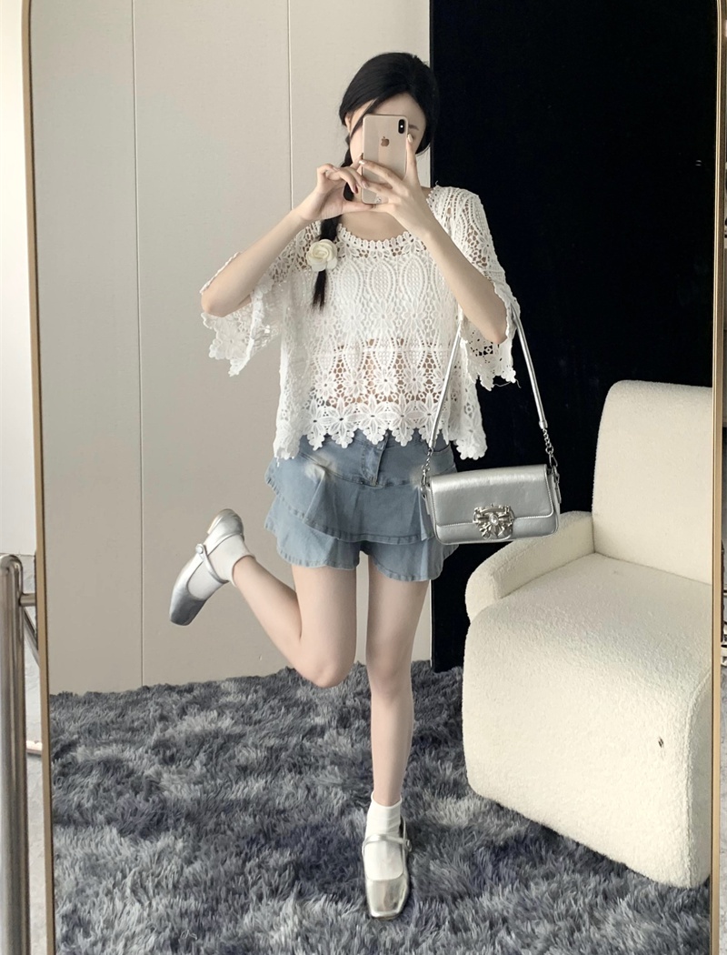 Crochet summer sweater all-match loose tops for women