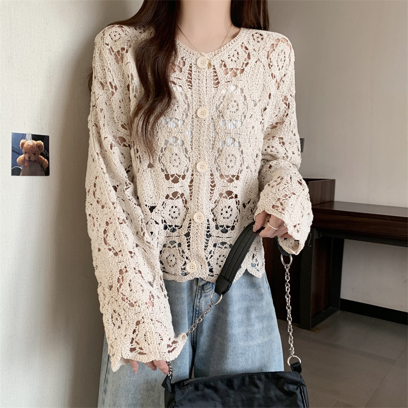 Stunning refinement crochet hollow tops for women