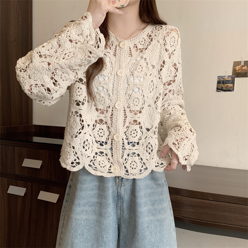 Stunning refinement crochet hollow tops for women