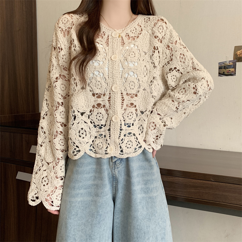 Stunning refinement crochet hollow tops for women