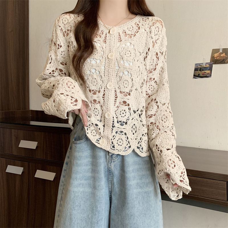 Stunning refinement crochet hollow tops for women