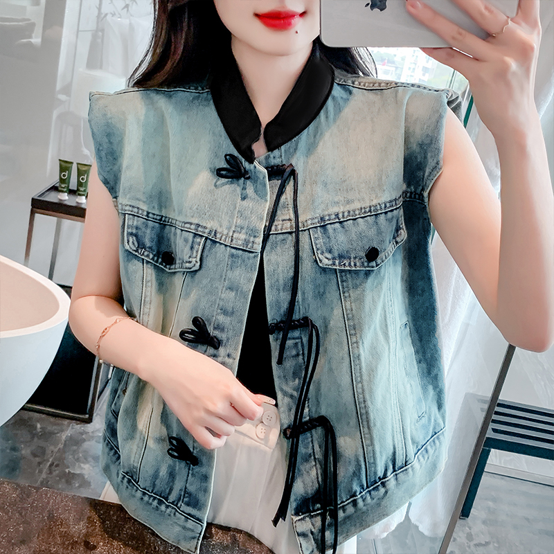 Lapel Casual tops spring and autumn denim cardigan for women