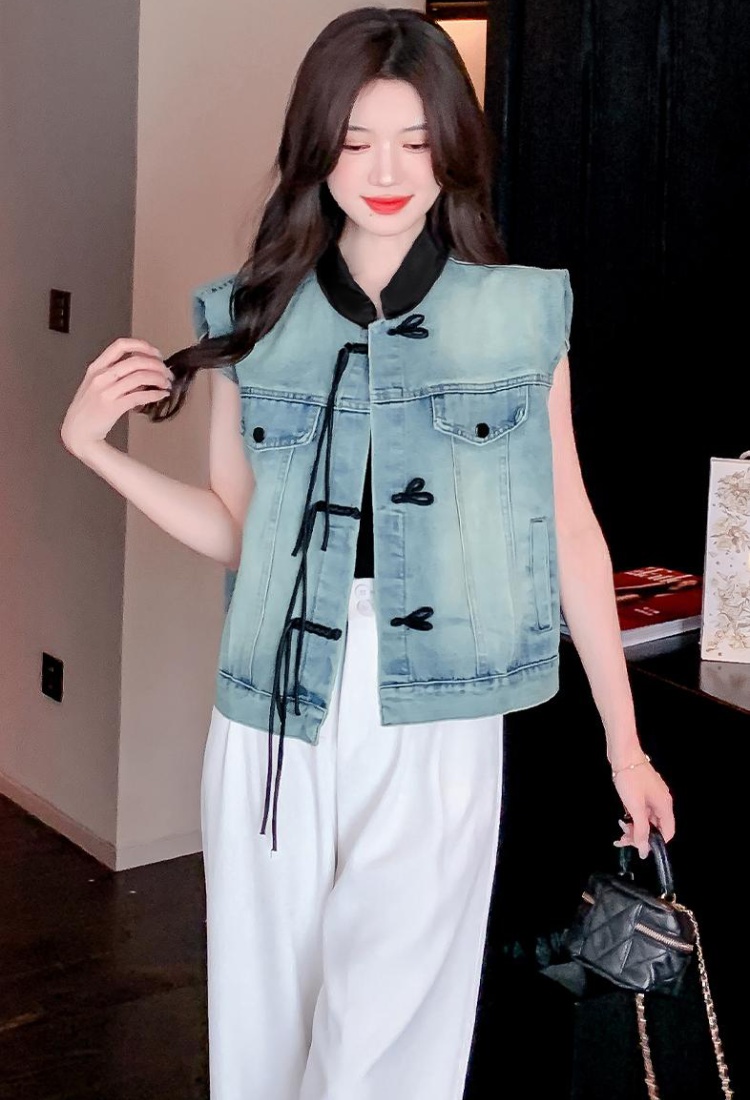 Lapel Casual tops spring and autumn denim cardigan for women