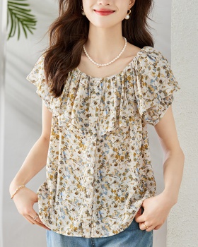 Niche floral tops France style summer shirt for women