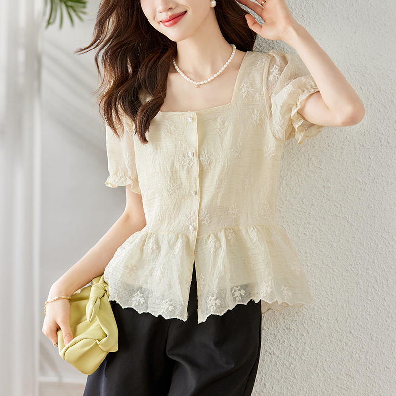 Show young summer Casual shirt lace temperament tops for women