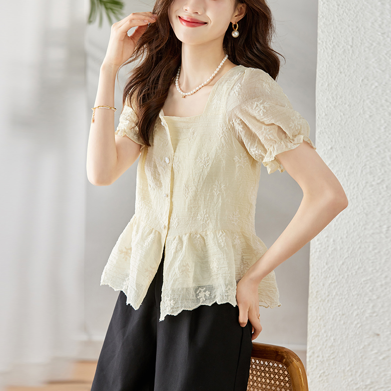 Show young summer Casual shirt lace temperament tops for women