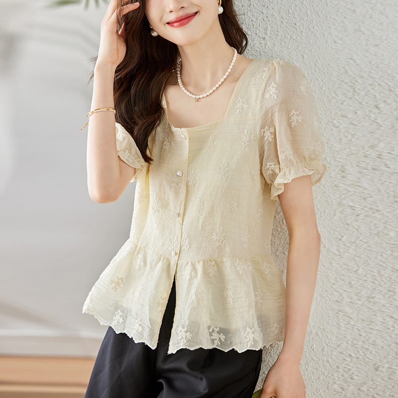 Show young summer Casual shirt lace temperament tops for women