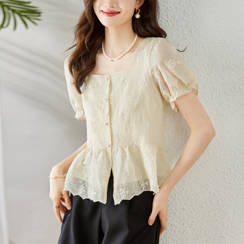 Show young summer Casual shirt lace temperament tops for women