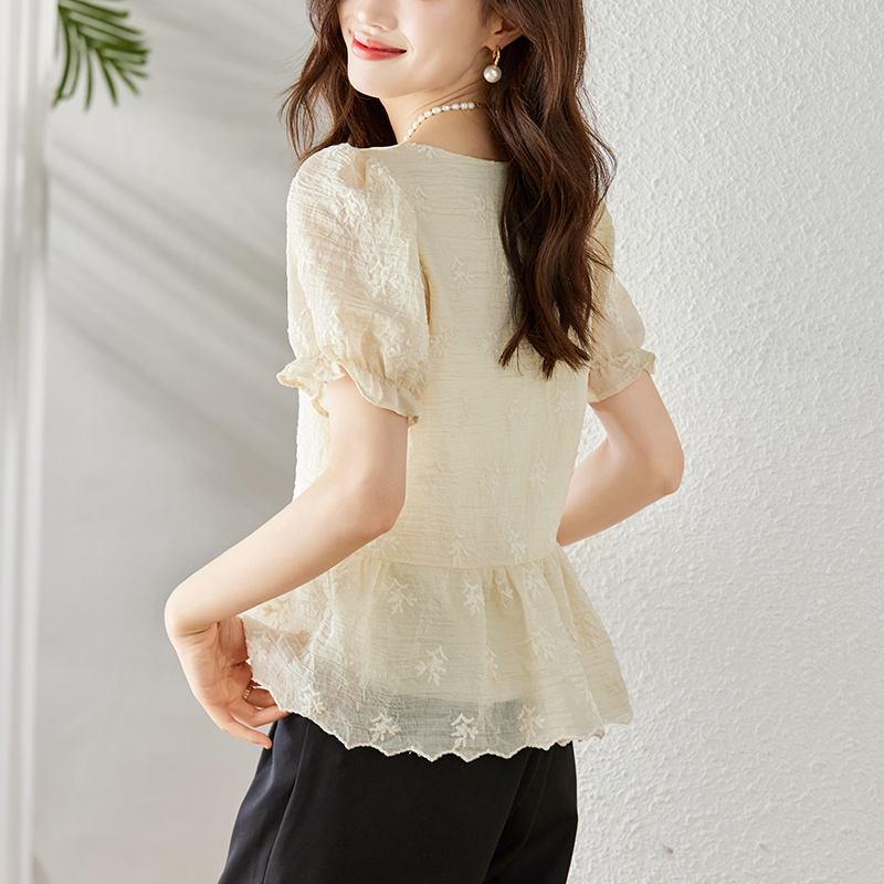 Show young summer Casual shirt lace temperament tops for women