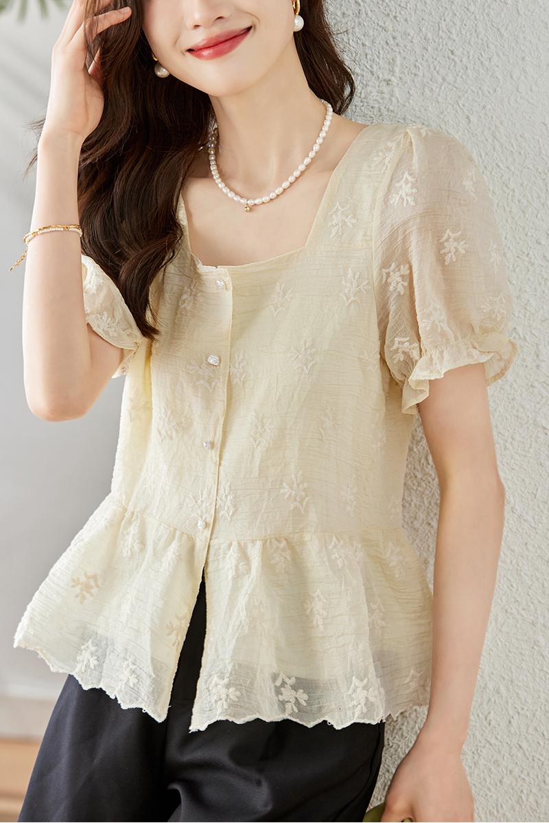 Show young summer Casual shirt lace temperament tops for women