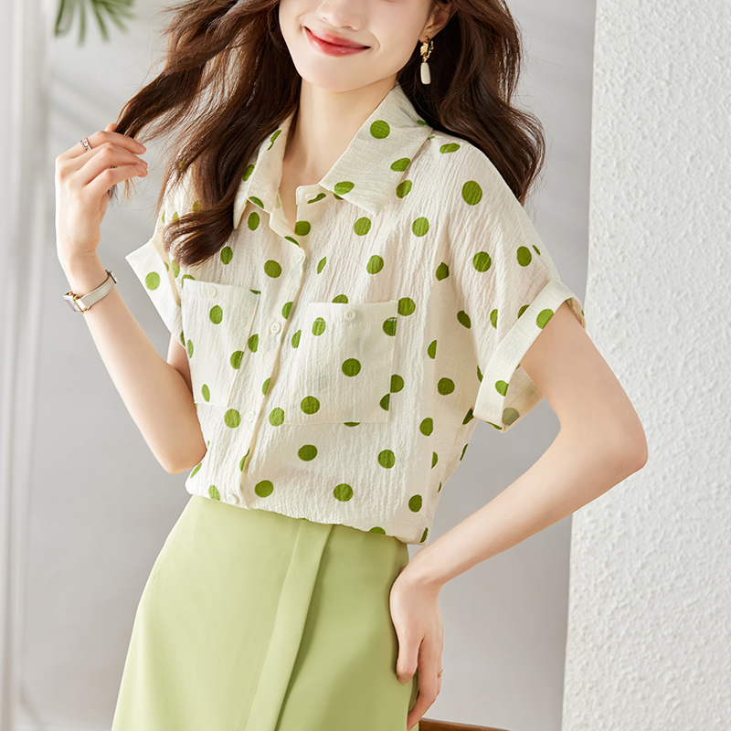 Western style polka dot shirt niche temperament tops