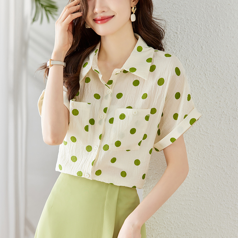 Western style polka dot shirt niche temperament tops