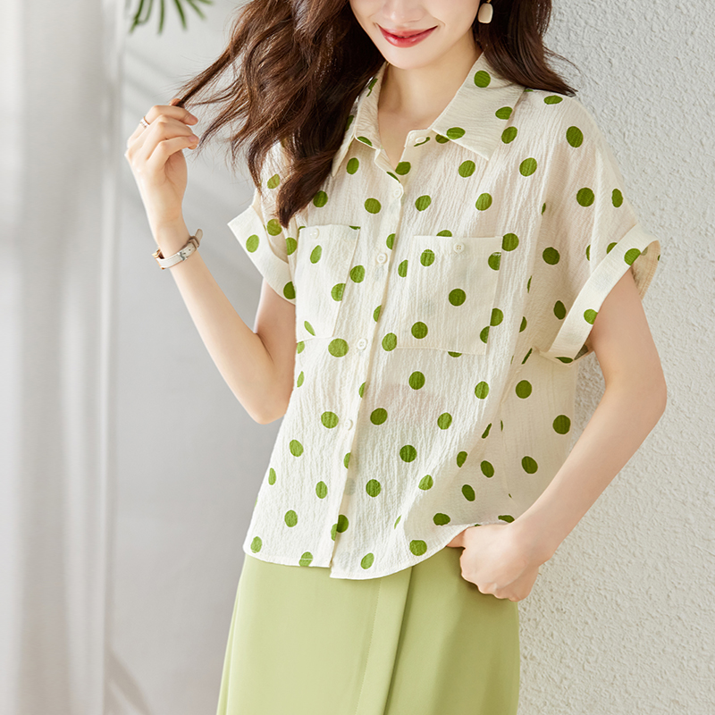 Western style polka dot shirt niche temperament tops