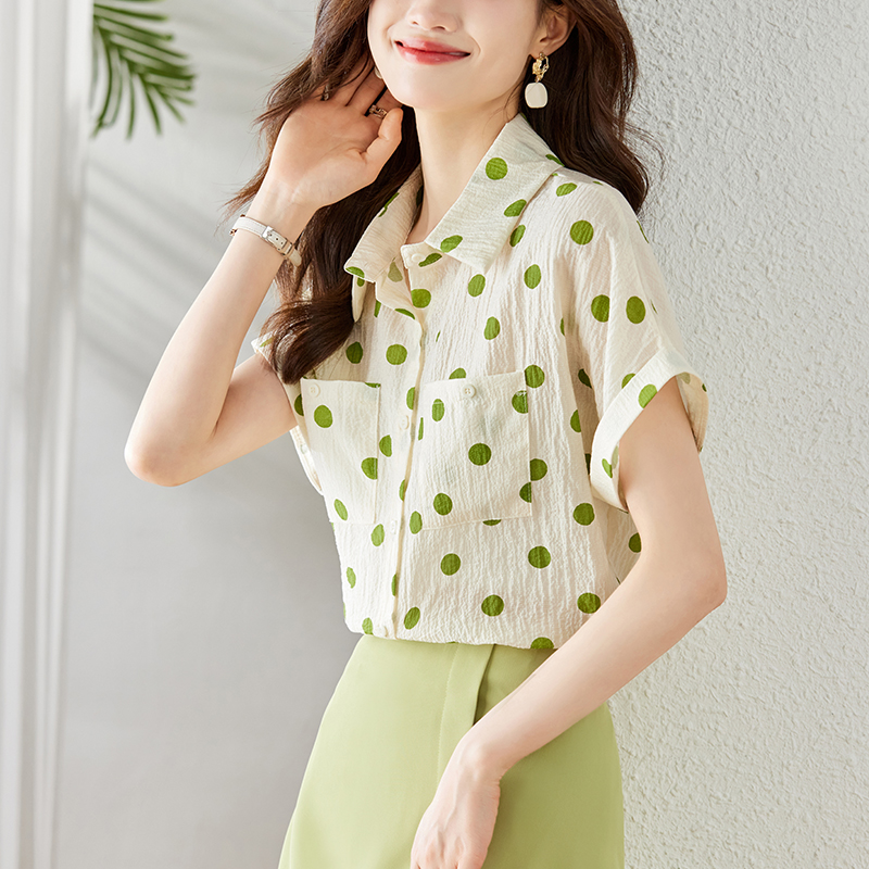 Western style polka dot shirt niche temperament tops