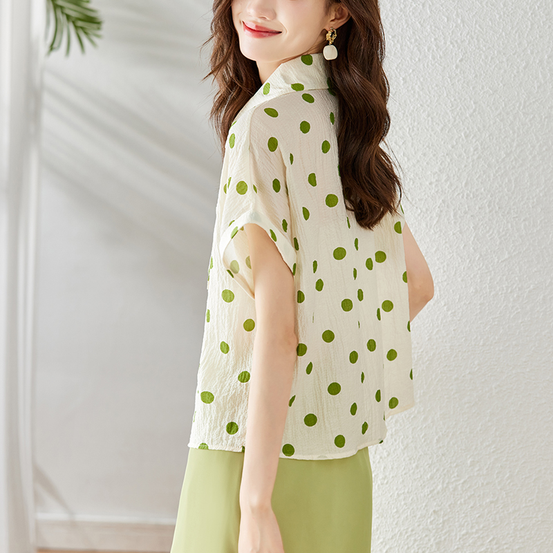 Western style polka dot shirt niche temperament tops