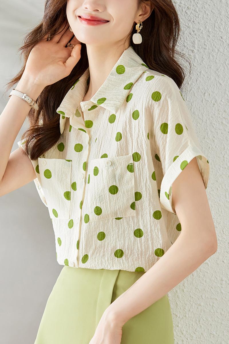 Western style polka dot shirt niche temperament tops