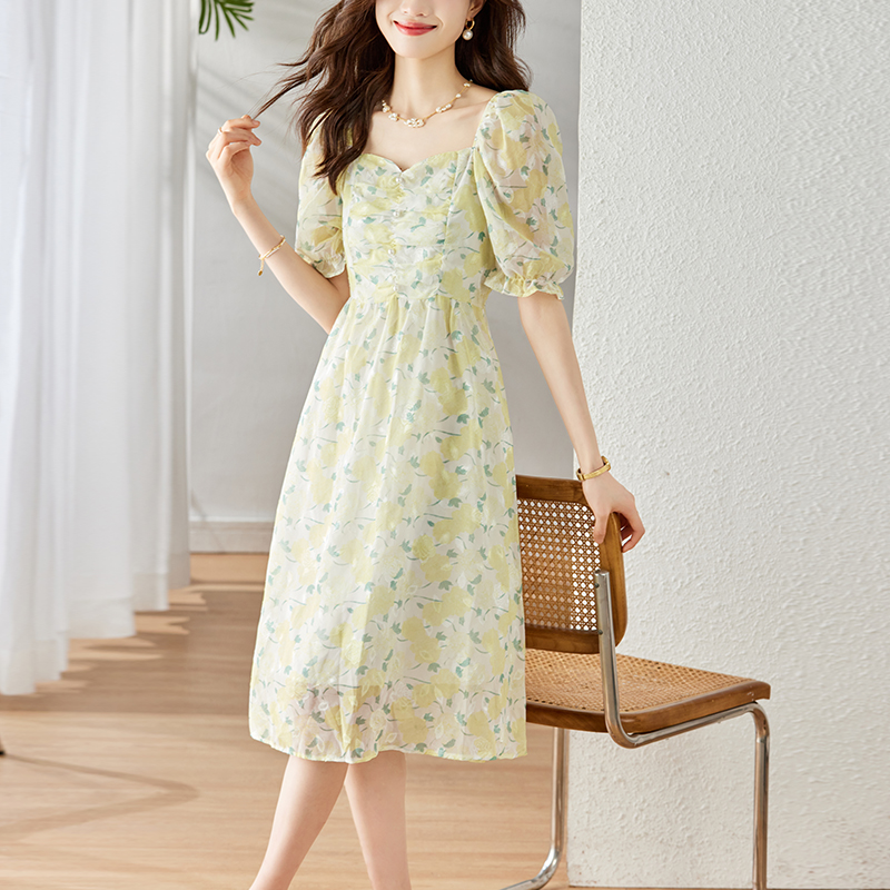 Temperament sweet lady dress Casual floral long dress