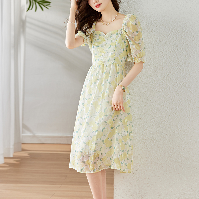 Temperament sweet lady dress Casual floral long dress