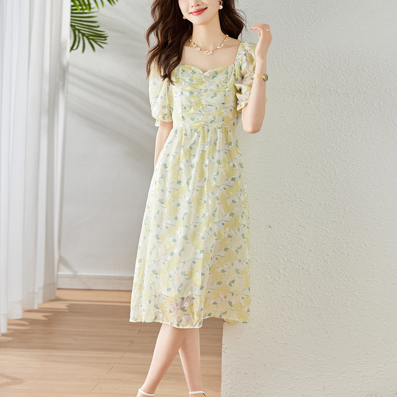 Temperament sweet lady dress Casual floral long dress